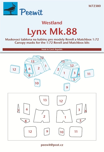 Wesdtland Lynx MK88 Canopy and Cabin window Mask (Matchbox, Revell) M72380