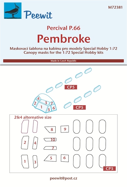 Percival P66 Pembroke Canopy and  Cabin window Mask (Special Hobby)  M72381