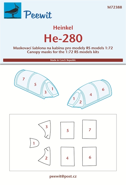 Heinkel He280 Canopy mask (RS Models)  M72388