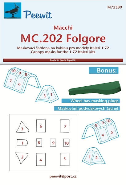 Macchi MC202 Flogore Canopy mask  and wheel well plugs (Italeri)  M72389