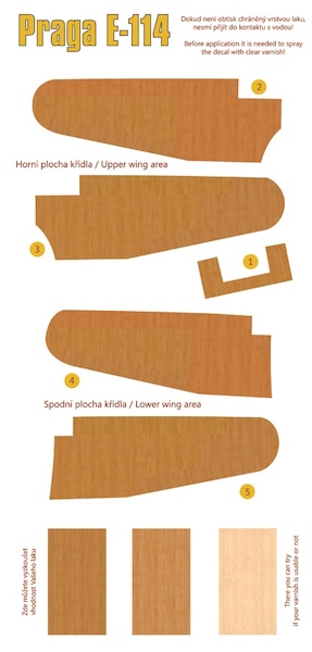 Praga E114 Wooden wing decals (KP) M74001