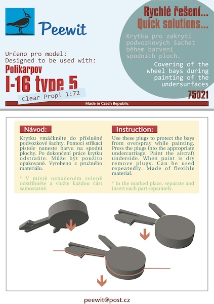 Plastic Paint Wheel well masks Polikarpov I16 Type 5 (Clear Prop M75021
