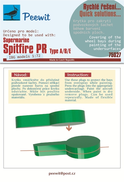 Plastic Wheelbay Paint masks Supermarine Spitfire PR Type A/B/E (IBG)  M75027