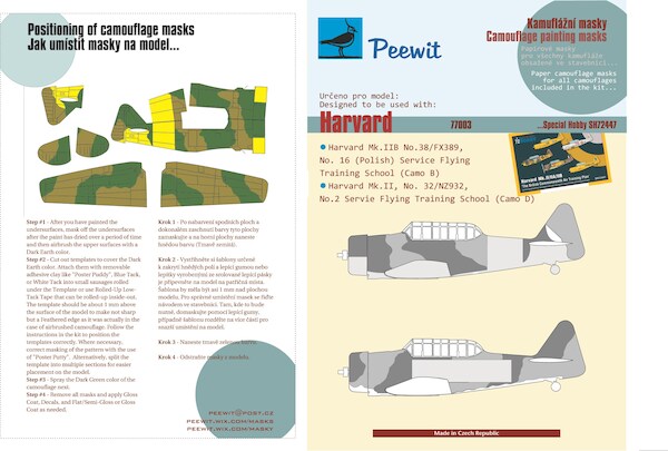 North-American Harvard Mk.II/III/IV Camouflage pattern painting masks (Special hobby) m77003