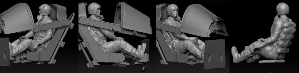 SAAB J29 pilot seated with helmet on. Designed to fit Pilot-Replicas kit. 48-P-014