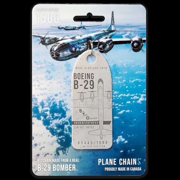 Keychain made of real aircraft skin: Boeing B-29 42-24791 (metal)  42-24791 METAL