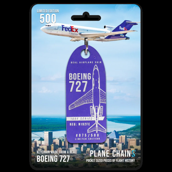 Keychain made of: Boeing 727 Fedex N192FE N192FE