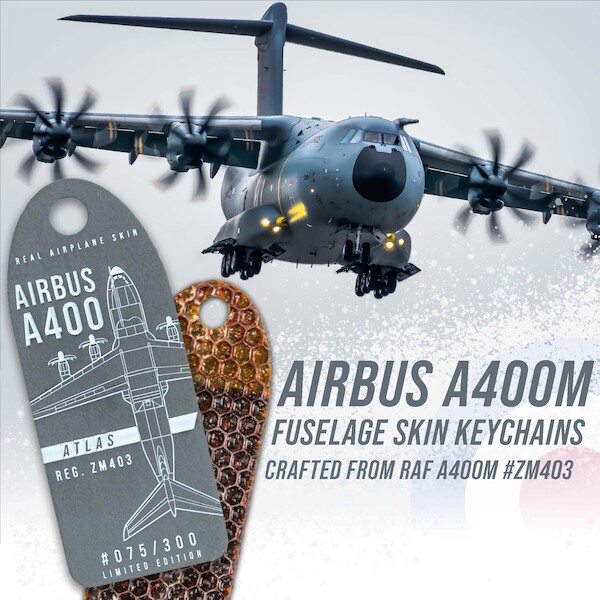 Keychain made of real aircraft skin: Airbus A400 ZM403 Royal Air Force ZM403