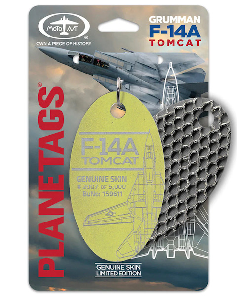 Keychain made of real aircraft skin: Grumman F14A Tomcat # 159611 (green honeycomb) 159611 GREEN