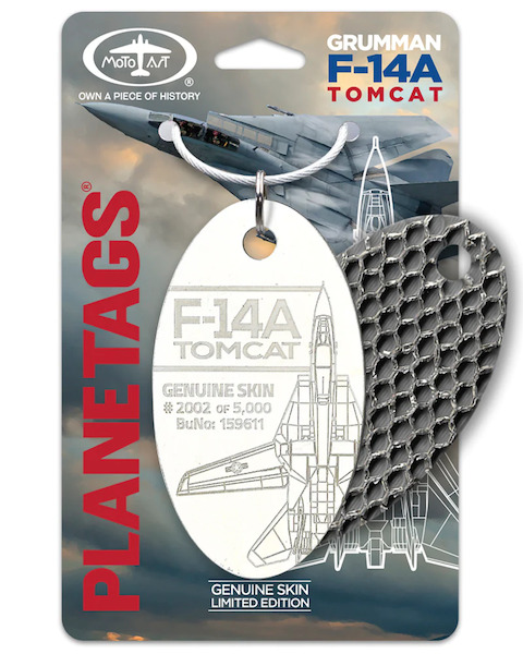 Keychain made of real aircraft skin: Grumman F14A Tomcat # 159611 (white honeycomb) 159611 WHITE
