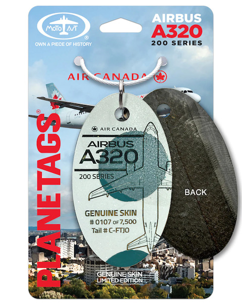 Keychain made of real aircraft skin: Airbus A320 Air Canada C-FTJO (Composite Dark tail) C-FTJO DARK