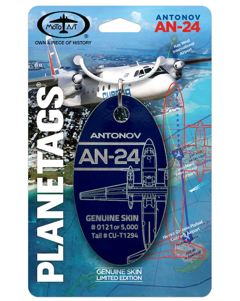 Keychain made of: Antonov AN24 Cubana CU-T1294 (blue)  CU-T1294-BLUE