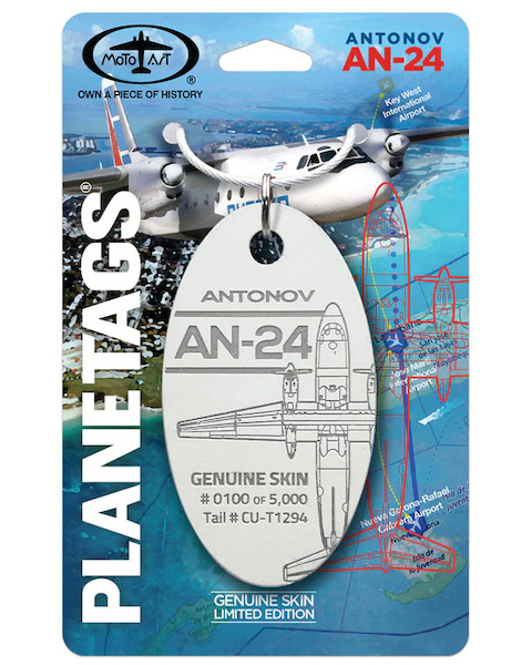 Keychain made of: Antonov AN24 Cubana CU-T1294 (white)  CU-T1294-WHITE