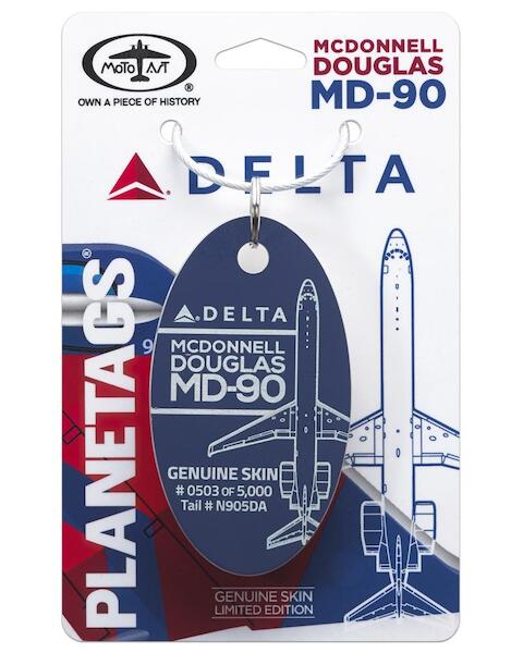 Keychain made of: McDonnell Douglas MD-90 Delta Airlines N905DA Blue DL MD-90 BLUE