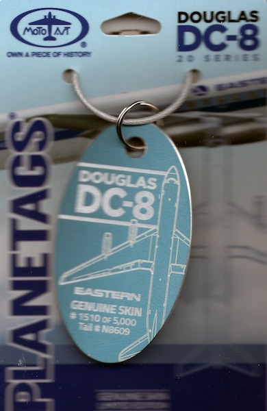 Keychain made of real aircraft skin: Douglas DC-8-21 Eastern Airlines N8609 Light Blue  EASTERN LIGHTBLUE