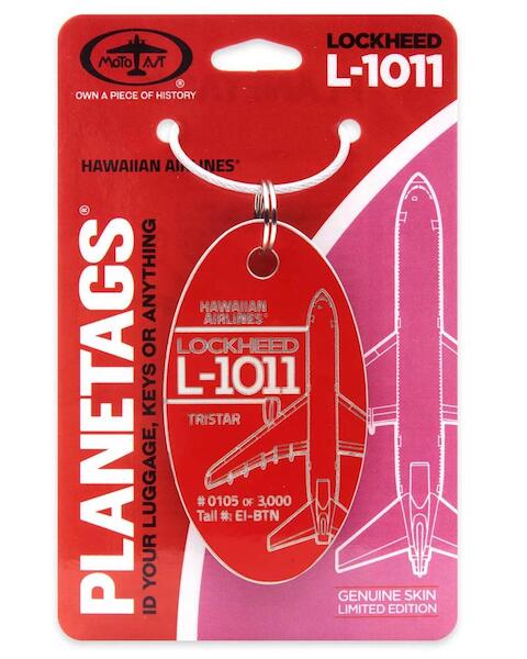Keychain made of: Lockheed L-1011 Tristar Hawaiian Airlines EI-BTN RED EI-BTN RED