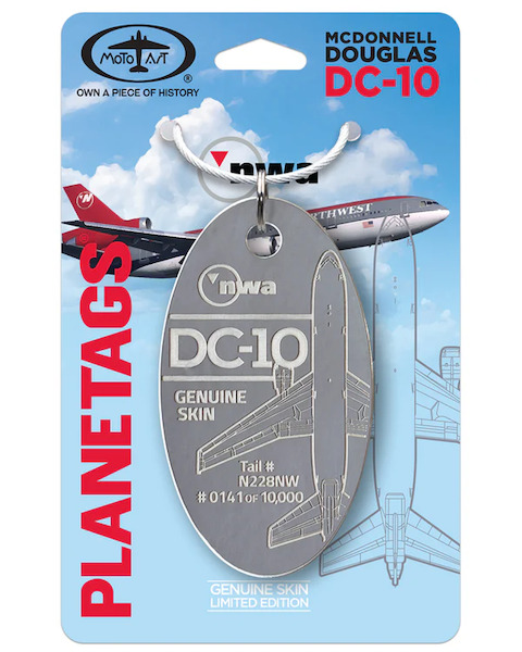 Keychain made of: DC-10-30 Northwest N228NW  (grey)  N228NW-GREY