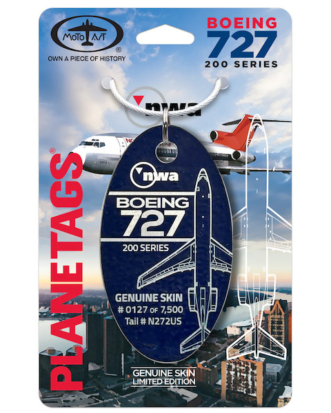 Keychain made of: Northwest  Boeing 727-251 N272US Orient Blue  N272US BLUE