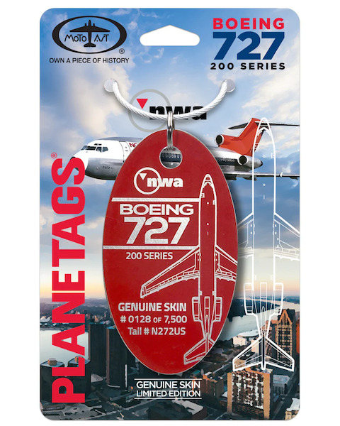 Keychain made of: Northwest  Boeing 727-251 N272US Orient Red  N272US RED
