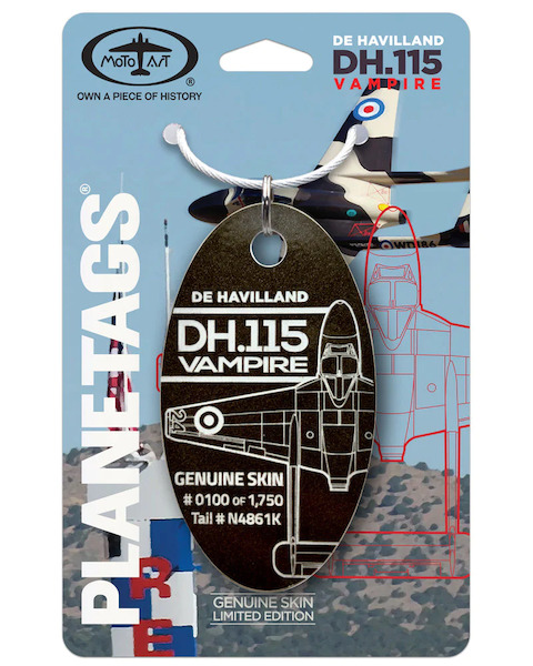Keychain made of: De Havilland DH115 Vampire N4861K N4861K
