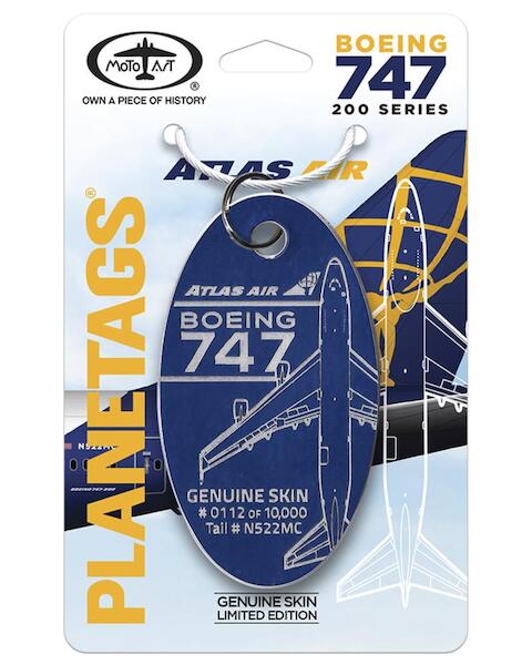 Keychain made of: Boeing 747 Atlas Air N522MC Blue  N522MC BLUE