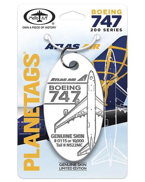 Keychain made of real aircraft skin: Boeing 747 Atlas Air N522MC white N522MC WHITE