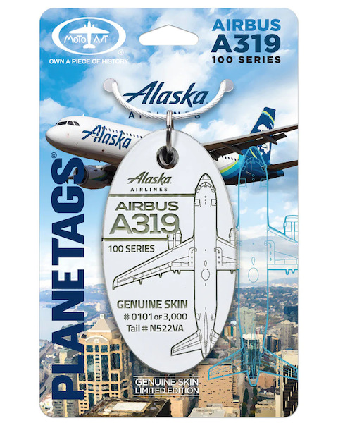 Keychain made of: Airbus A319-112 Alaska Airlines N522VA N522VA