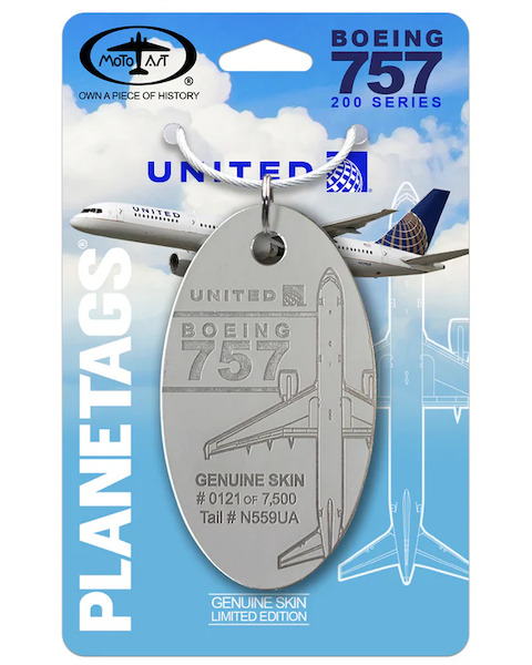 Keychain made of: Boeing 757-222 United Airlines N559UA (grey)  N559UA-GREY
