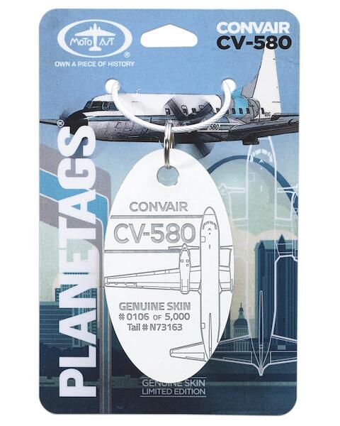 Keychain made of real aircraft skin: Convair 580 N73163 white  N73163 WHITE