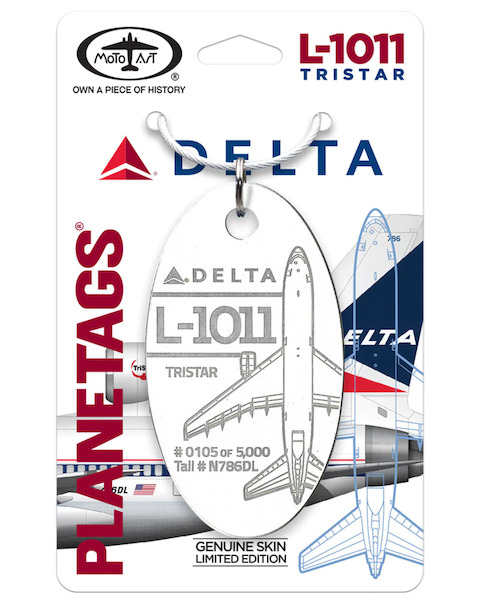Keychain made of real aircraft skin: Lockheed L1011 Tristar Delta Air Lines N786DL White N786DL WH
