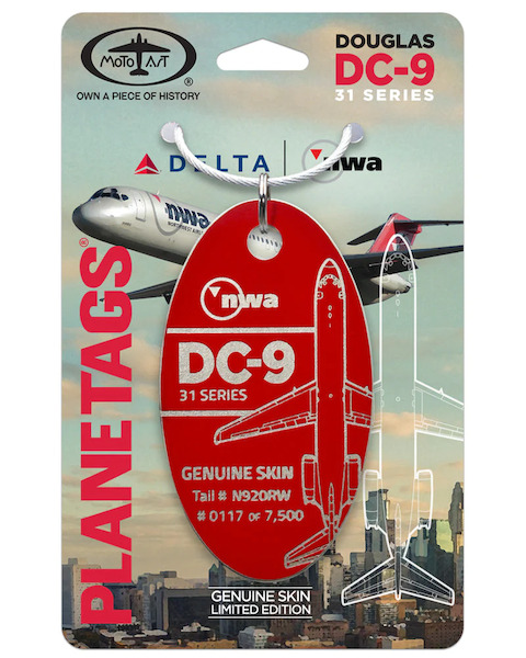Keychain made of real aircraft skin: DC9-31 Northwest N920RW N920RW RED