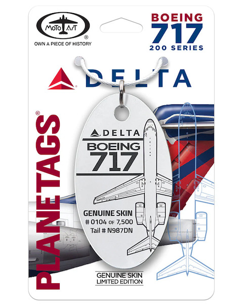 Keychain made of: Delta Airlines Boeing 717-23S N987DN White  N987DN WHITE
