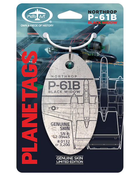 Keychain made of real aircraft skin: P-61B Black Widow 42-39445 Metal P61B Metal