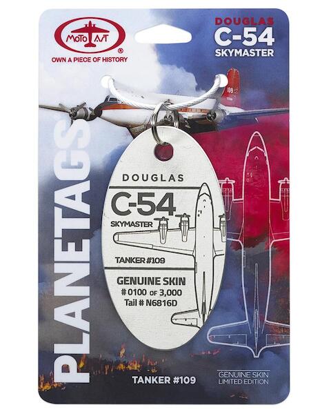 Keychain made of real aircraft skin: Douglas C-54 Skymaster N6816D (white) PT-C54 WHITE