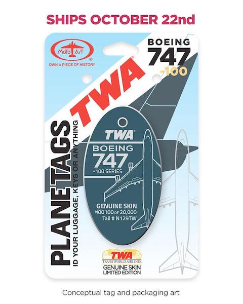 Keychain made of real aircraft skin: Boeing 747-100 TWA N129TW (blue) TWA BLUE