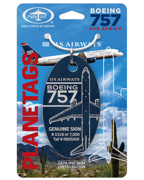 Keychain made of: US Airways 757-200 N905AW Blue USAIR BLUE