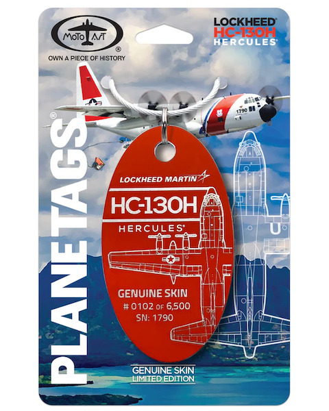 Keychain made of: HC-130H Hercules 1790 US Coast Guard (Orange)  USCG ORANGE