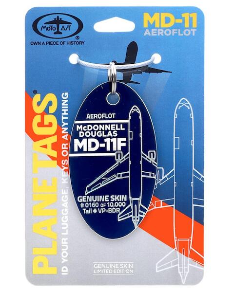 Keychain made of real aircraft skin: McDonnell Douglas MD11F Aeroflot - VP-BDR (blue) VP-BDR BLUE