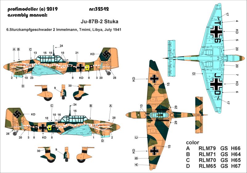 PM profimodeller 32342 Junkers Ju87B-2 (6 SkG 2 