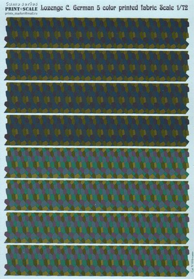 Lozenge C, German five colour printed fabric  PRS-CAMO-016