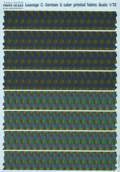 Lozenge C, German five colour printed fabric PRS-CAMO-016