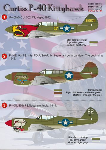Curtiss P40 Kittyhawk PRS144-006