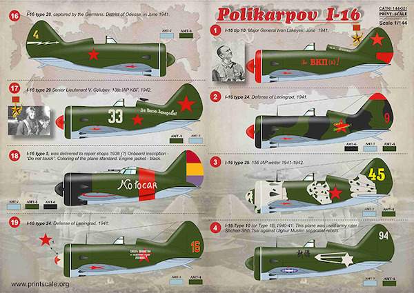 Polikarpov I16 Rata (Russia, Finland, Rumania, China, Spain)  PRS144-021