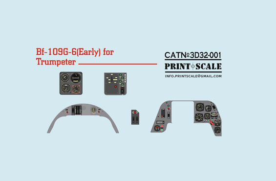 Messerschmitt BF109G-6 (Early) Instrument panel (Trumpeter) PRS3D32-001