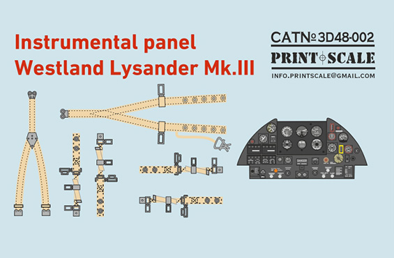 Westland Lysander Instrument panel and seatbelts (Eduard) PRS3D48-002