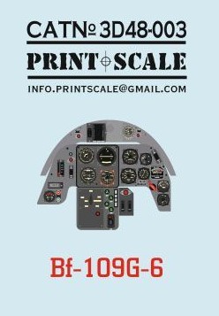 Messerschmitt BF109G-6 (Early) Instrument panel PRS3D48-003