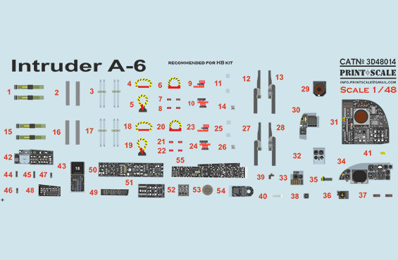 Instrument panels, Seatbelts etc. for Grumman A6 Intruder (Hobby Boss) PRS3D48-014