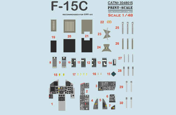 Instrument panels, Cushions, Seatbelts etc. for F15CEagle (Great Wall) PRS3D48-015