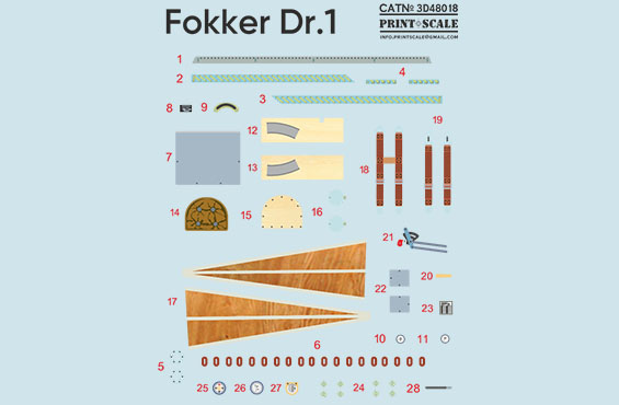 Instrument panels, Seatbelts  etc. for Fokker Dr1 (  PRS3D48-018