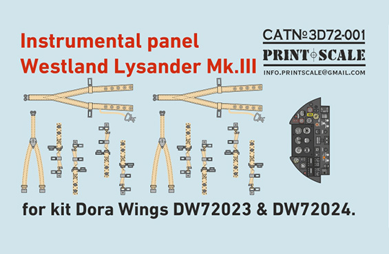 Westland Lysander Instrument panel and seatbelts (DORA)  PRS3D72-001